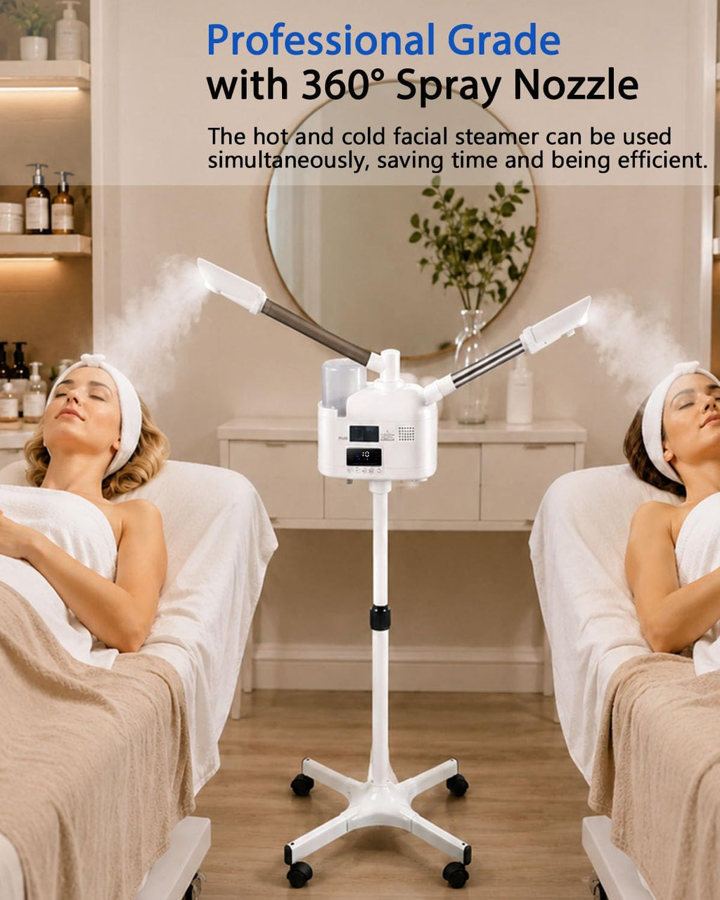 Professional Facial Steamer with 5X LED Magnifying Lamp 3 in 1 | Hot and Cold Facial Steamer Professional Facial