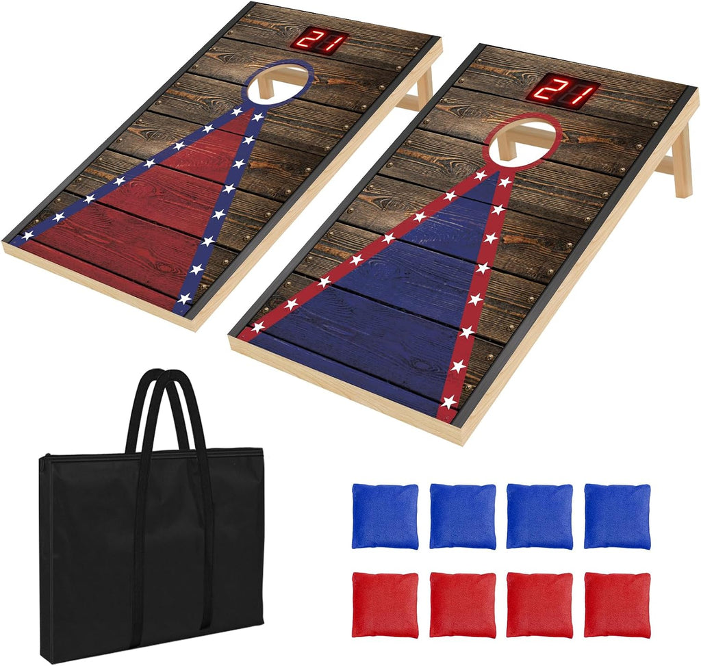 Electronic Cornhole Board Set 3x2 4x2ft Automatic Scoring Corn Hole Game for Adults & Kids - Tailgate Size Infrared
