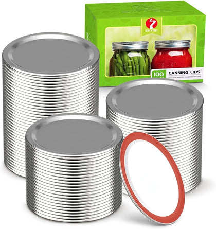 100-Count, REGULAR Mouth Canning Lids for Ball, Kerr Jars - Split-Type Metal Mason Jar Lids for Canning - Food Grade