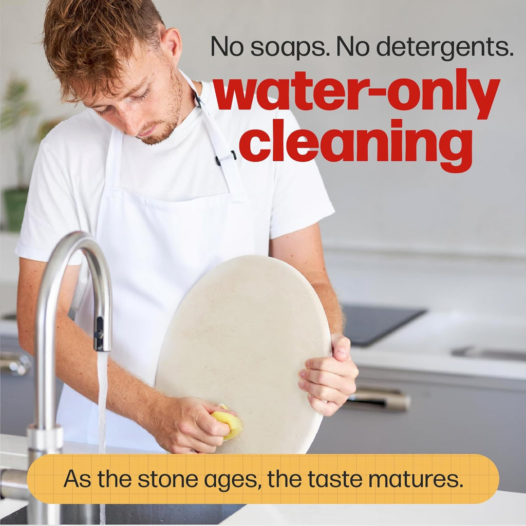 Circular Pizza Stone, 15 Inch Cordierite Stone with Wooden Peel