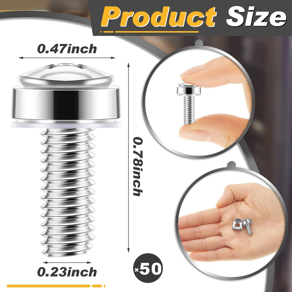 Dunzy 100 Sets M6 x 20mm Rack Mount Cage Nuts Screws Washers Server Cabinet