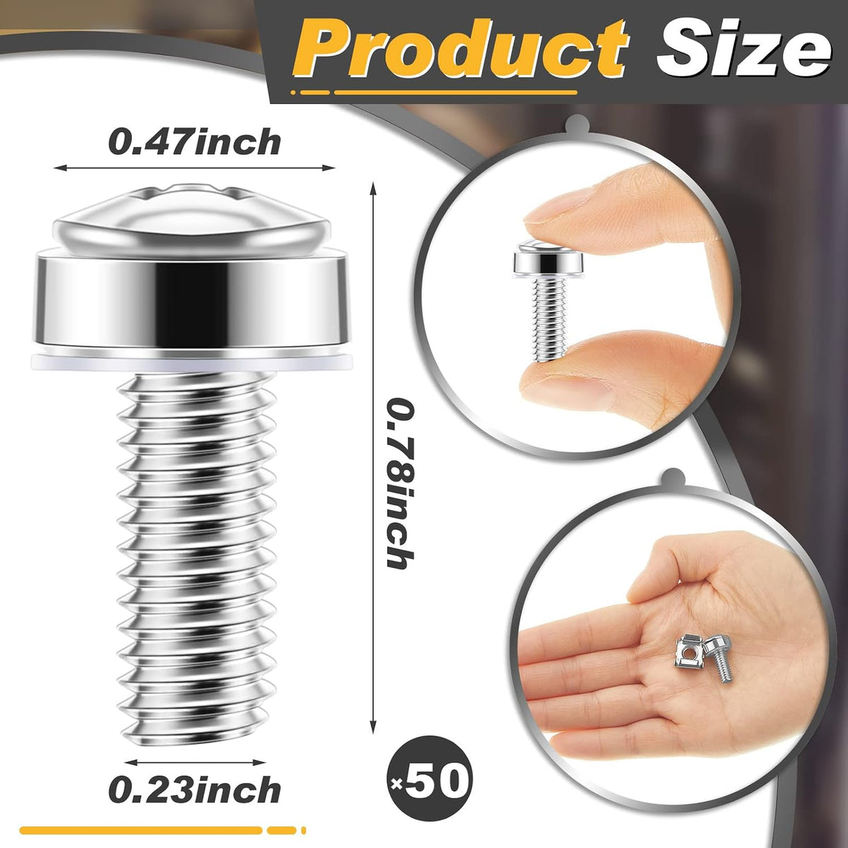 Dunzy 100 Sets M6 x 20mm Rack Mount Cage Nuts Screws Washers Server Cabinet