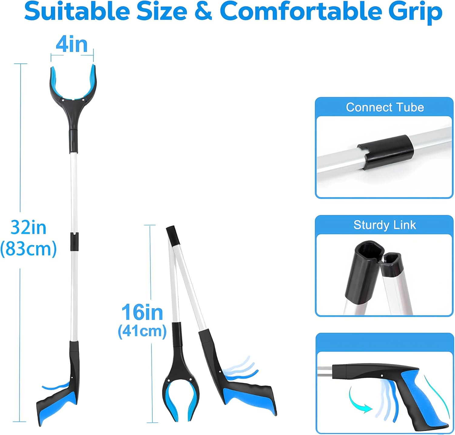 Grabber Reacher Tool - Foldable Gripper and Reaching Tool - Heavy Duty Pick Up Stick Grabbers for Seniors, Trash