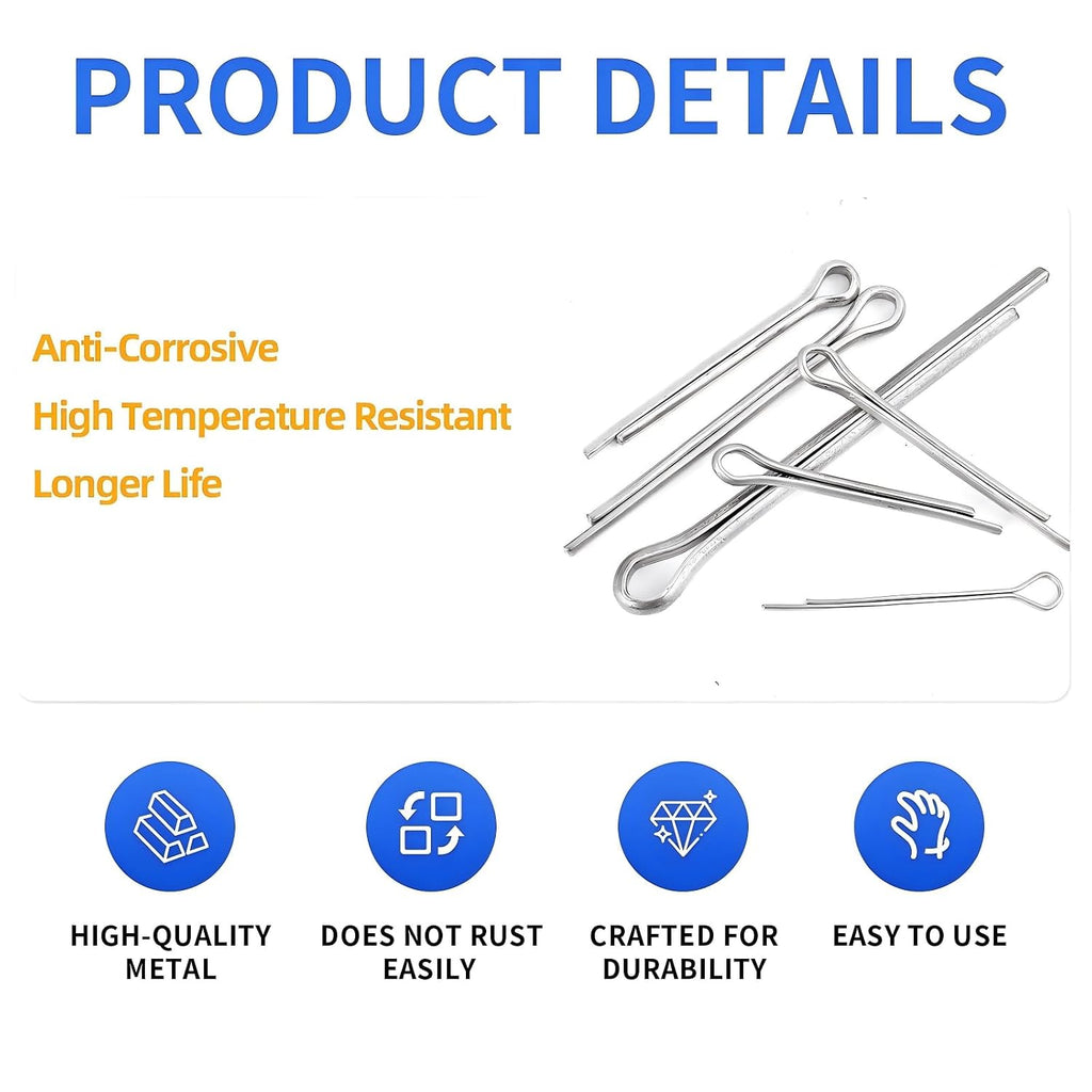 180 Pcs Cotter Pins Assortment Kit, 7 Sizes