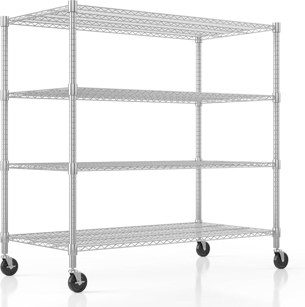 Heavy Duty Metal Shelves for Storage, 4 Tier Storage Racks and Shelving, Commercial Adjustable Wire Shelving Unit on