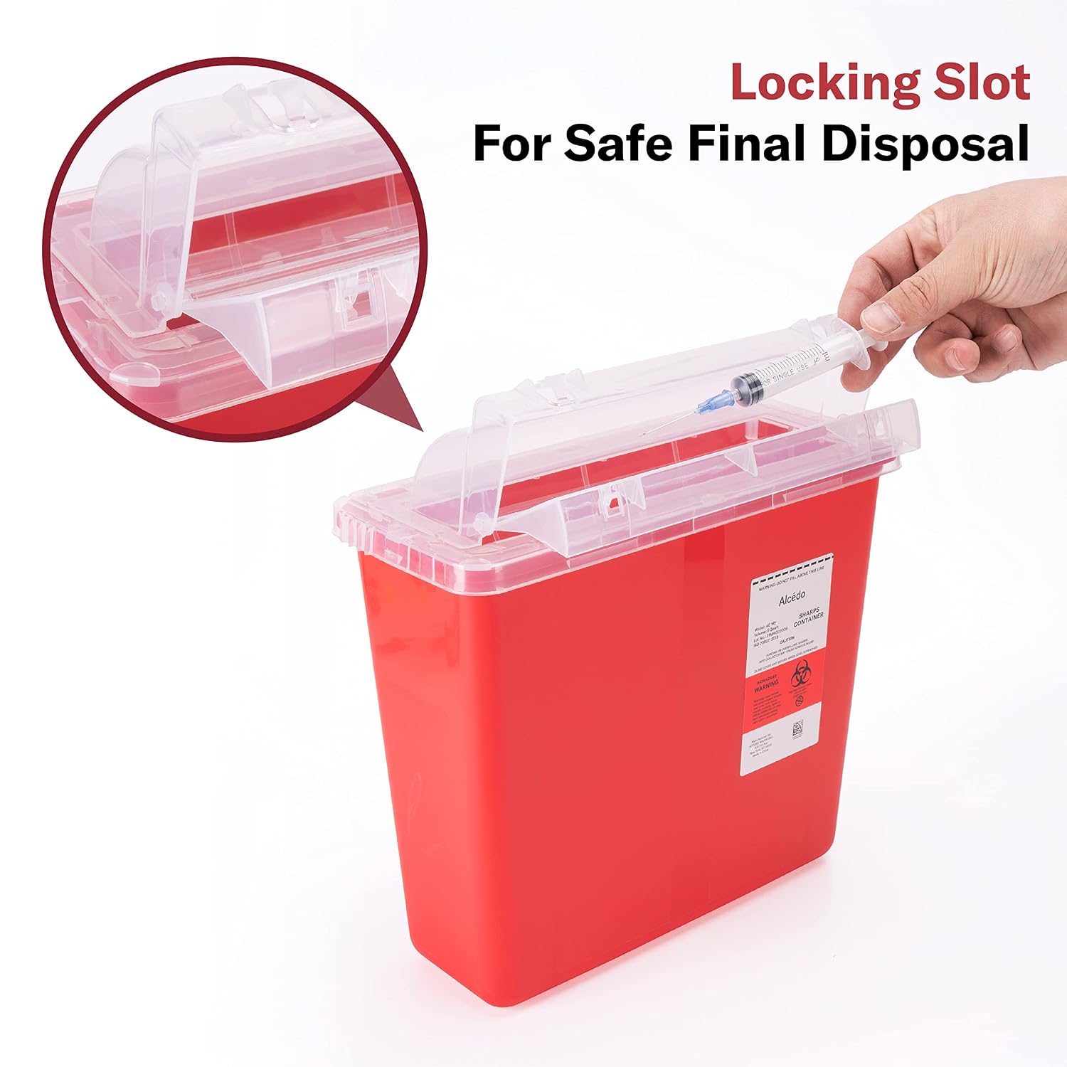 Large Sharps Container 5 Quart (2-Pack) Home & Professional Use | Biohazard Needle/Syringe Disposal, Mailbox Lid