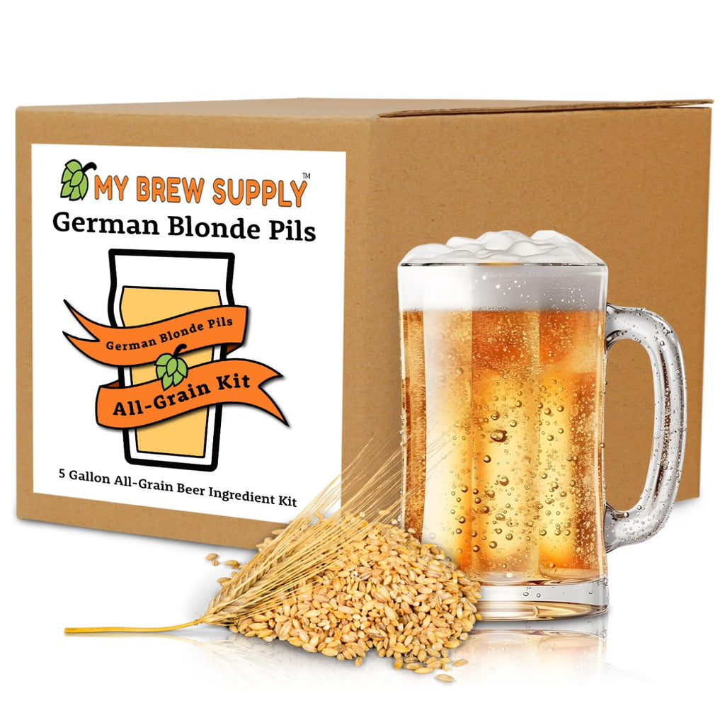 German Blonde Pils Beer Brewing Kit | European 2-Row Pale Ale Malt | Munich Light Grain | Hallertau Pellet Hops |
