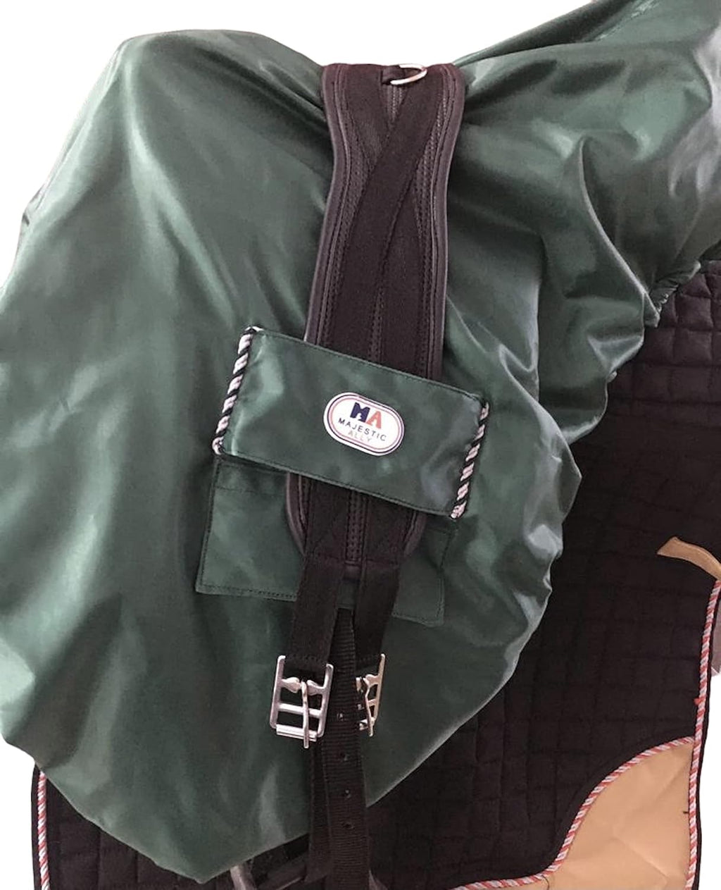 Nylon Waterproof Fleece Lined Ride On English Saddle Cover-Multiple Color (Hunter Green)
