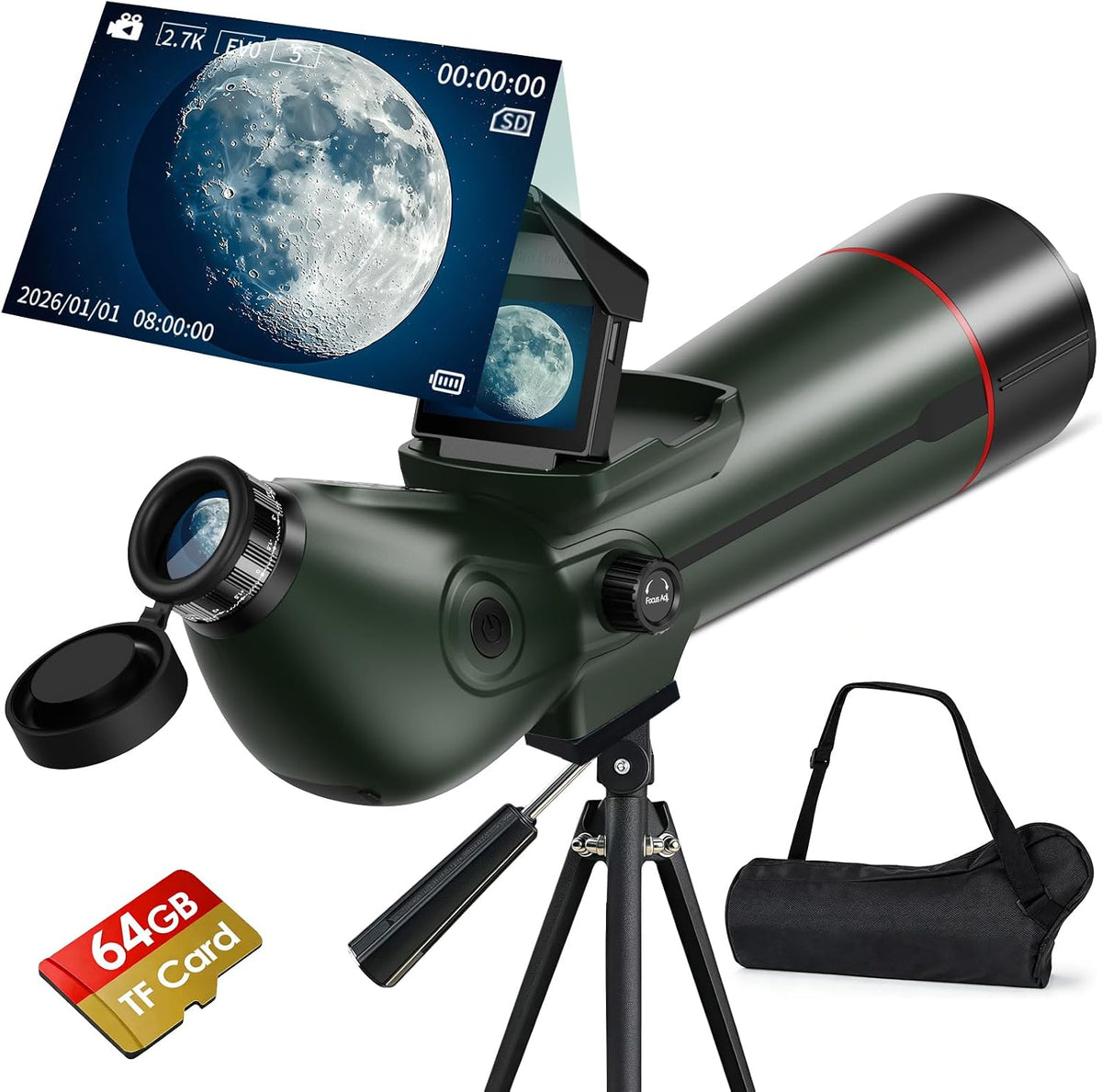 Smart Telescope, Digital Electronic Telescopes with 4K Astrophotography Camera, Internal and Externat Dual Screens