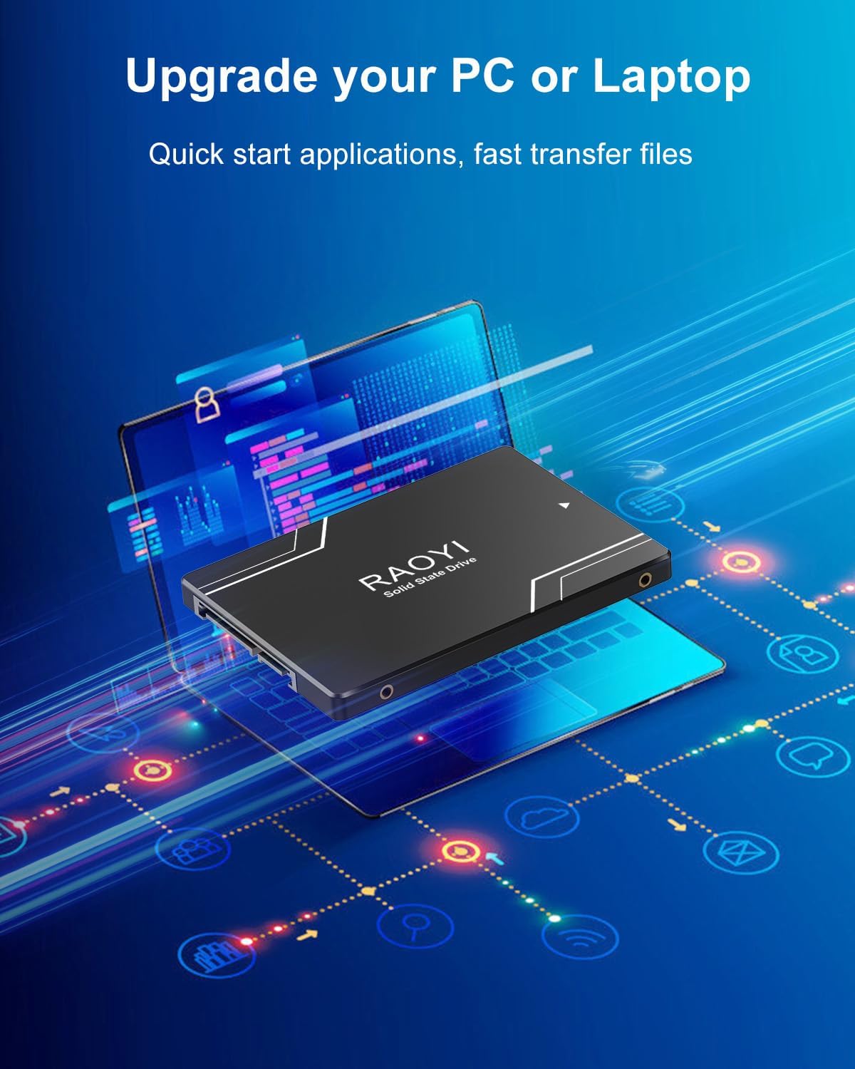 2TB Internal SSD SATA III 6Gb/s 2.5” Solid State Drive 3D NAND Flash Advanced SSD Hard Drive Up to 550MB/s SATA 3 SSD