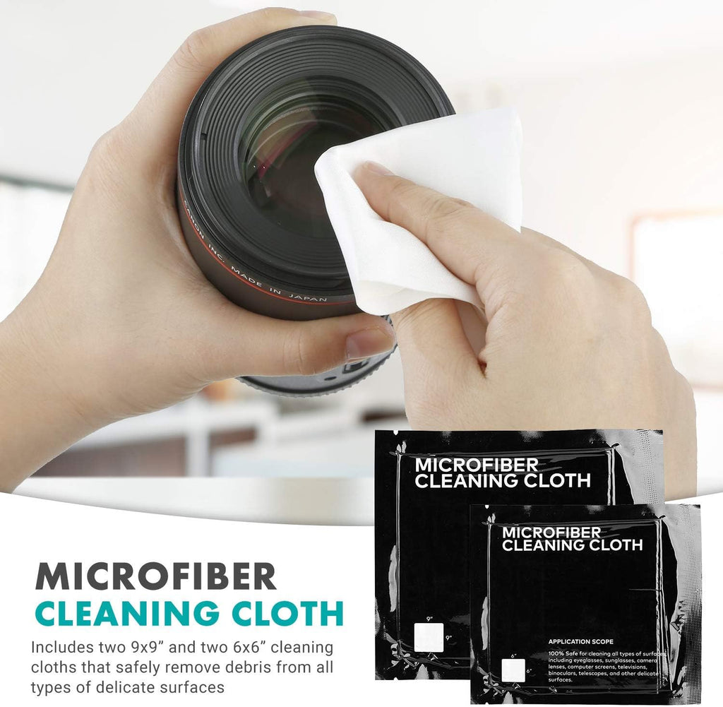 Deluxe Essentials DSLR Camera Cleaning Kit with 10 APS-C Cleaning Swabs, Sensor Cleaning Fluid, Rocket Air Blower