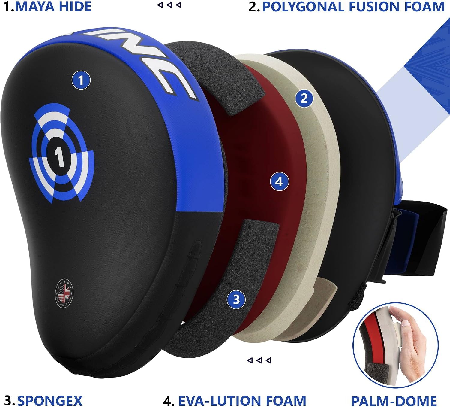 Boxing Pads Focus Mitts, Maya Hide Leather Curved Hook and Jab Target Hand Pads, Great for MMA, Kickboxing, Martial
