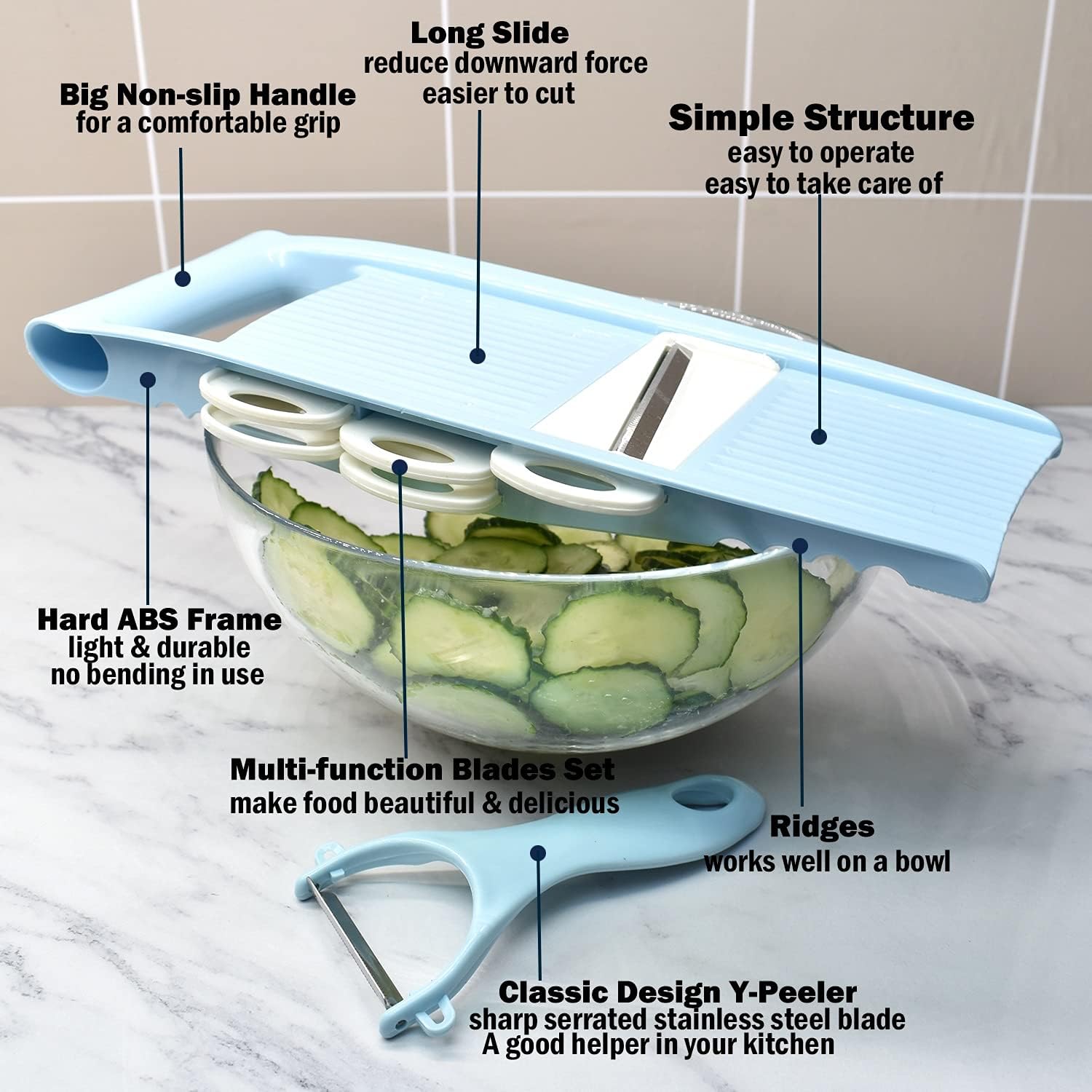 Handheld Mandoline Slicer for Kitchen, Vegetable Slicer Multi Blade Potato Chip, Veggie shredder, Vegetable Cutter