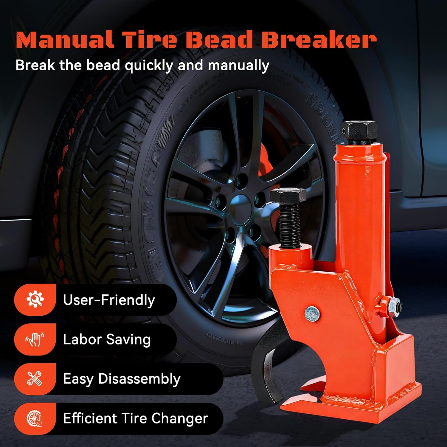 Manual Tire Bead Breaker Tool with Rubber Pad for 38–42 Inch Tires