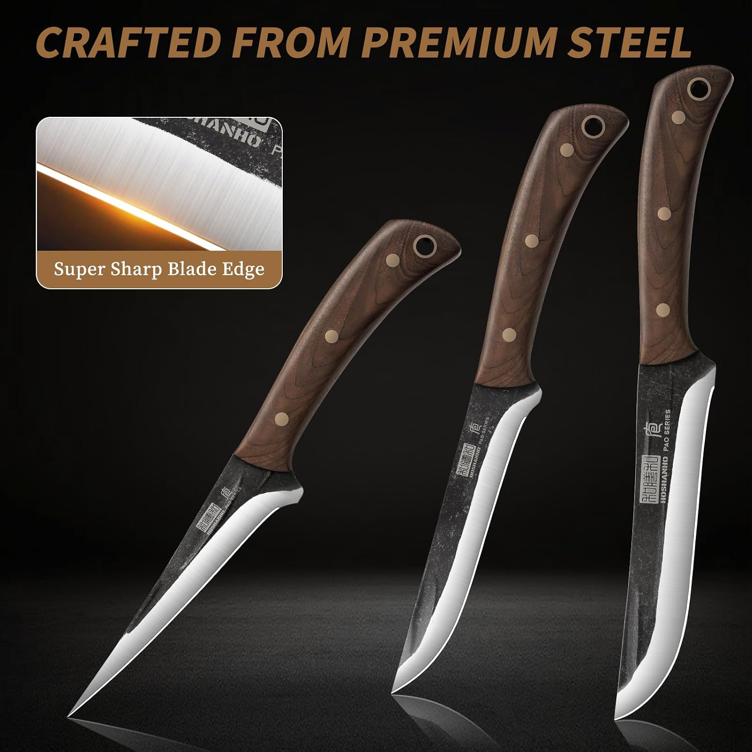 Butcher Knife Set 3PCS, Sharp Fillet & Utility & Paring Knife Set