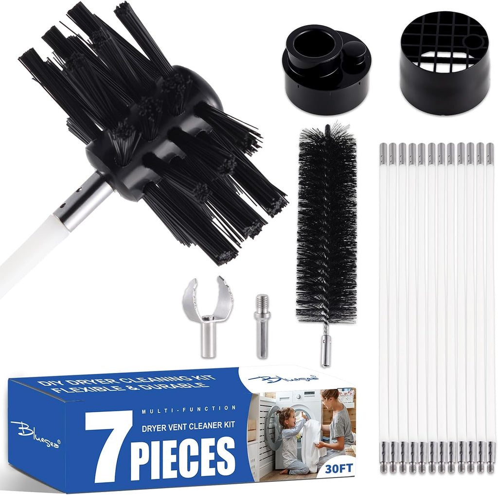 30FT Dryer Vent Cleaner Kit 7Pcs - Lint Remover Brush & Adapters