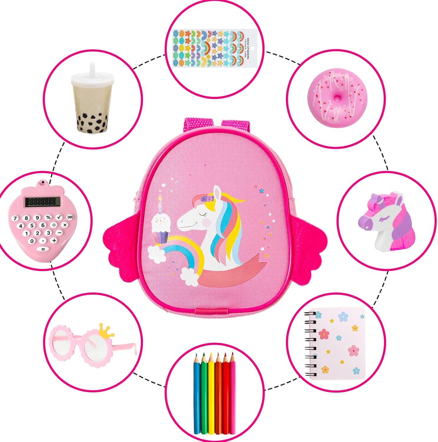 Doll Clothes and Accessories School Supplies Playset for 18 Inch Girl Doll with Doll Clothes,School Bags, Student