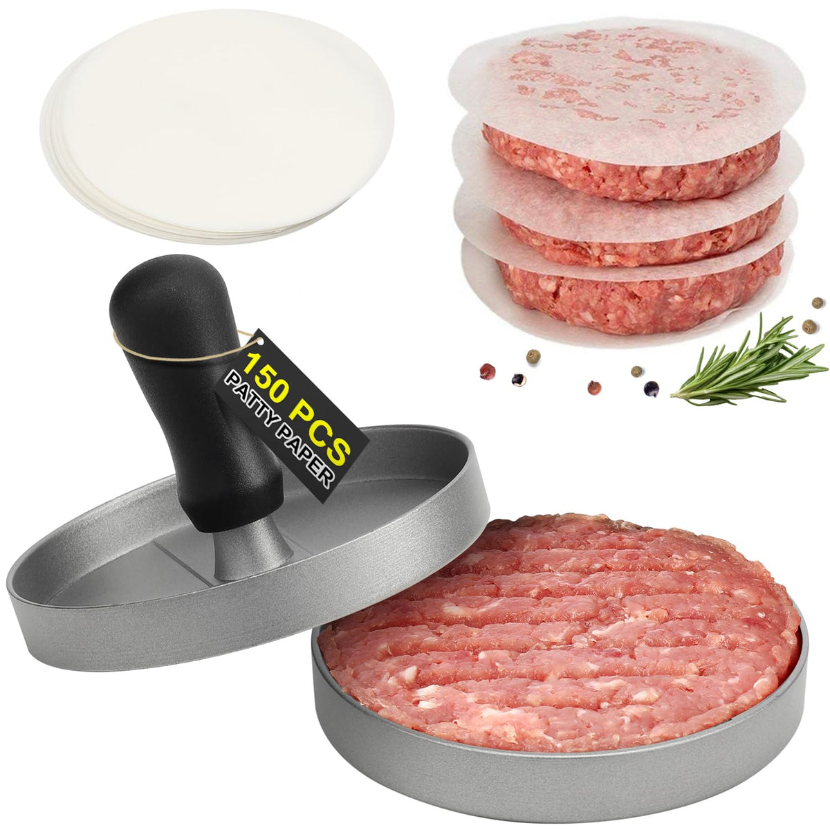 Burger Press 150 Patty Papers, Non-Stick Hamburger Press Patty Maker