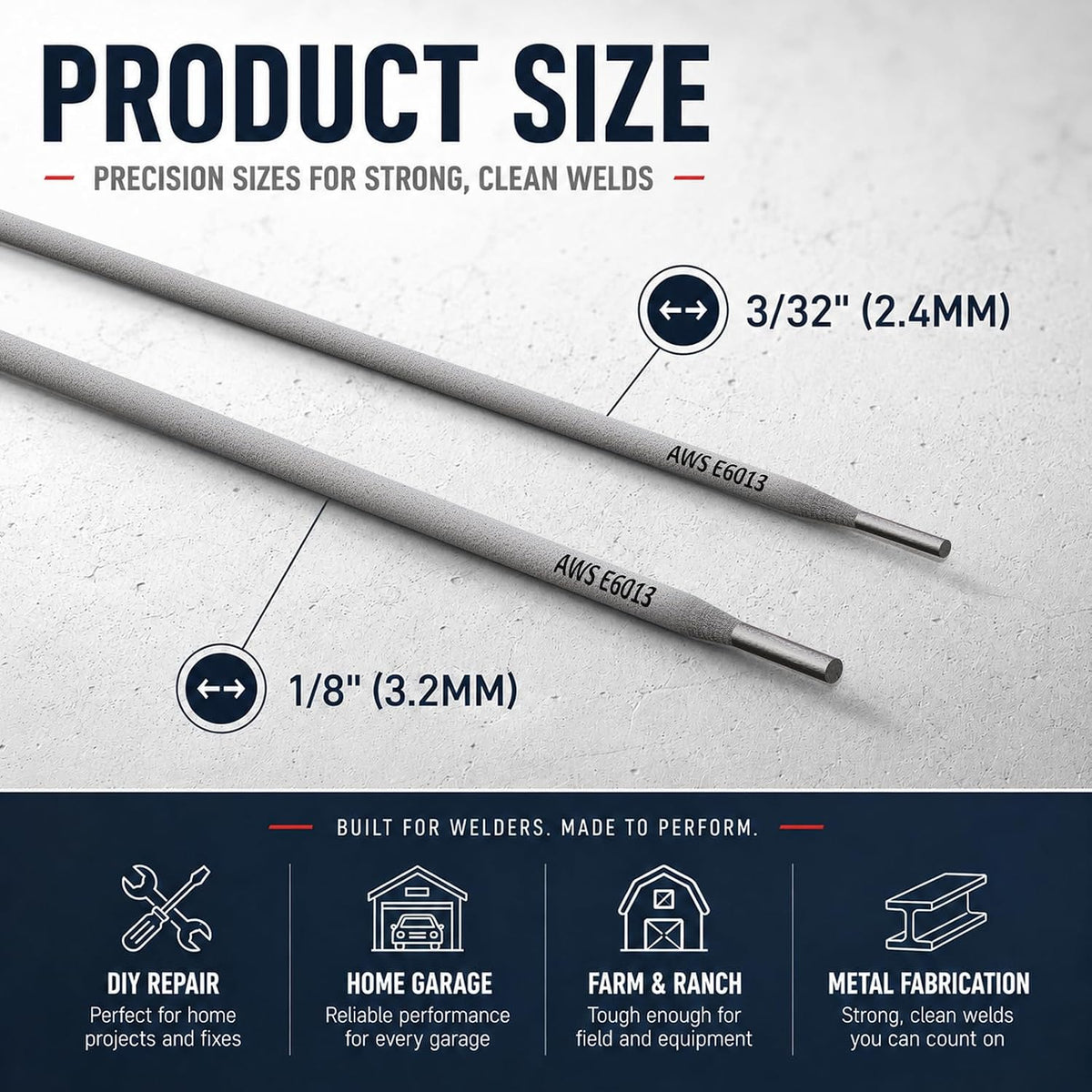 E6013 Carbon Steel Welding Rod, 3/32" 5LB | AC/DC operation, all-position use