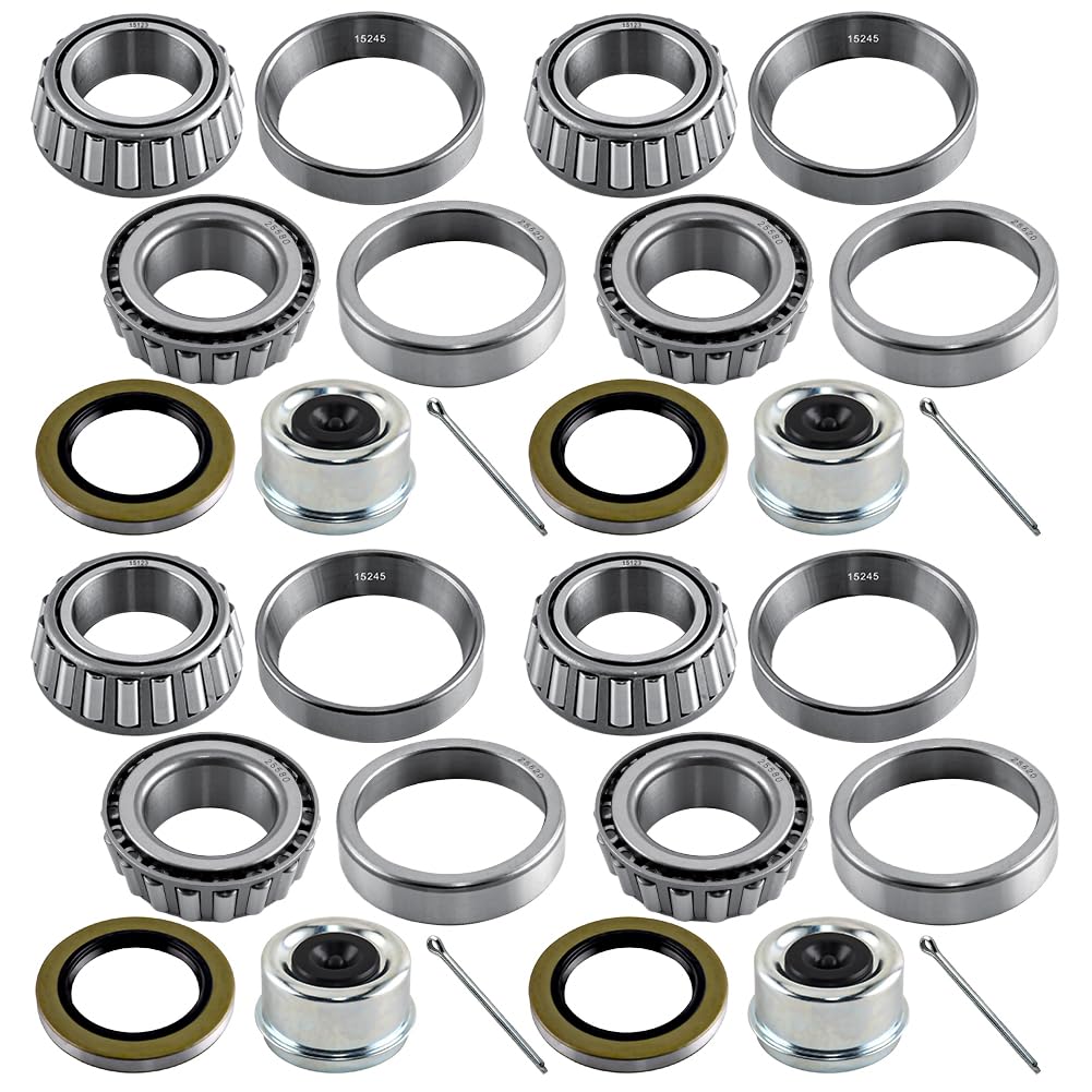 4 Sets 25580 15123 Trailer Axle Hub Bearings Kits for 5200-6000 lbs Axle, Trailer Axle Bearing Kit with 2.44” Dust