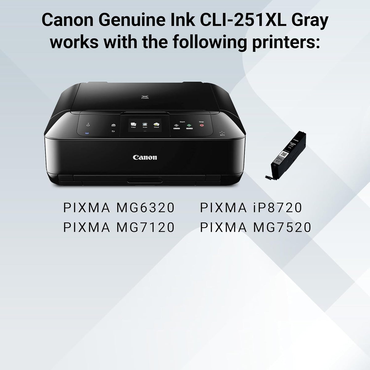 CLI-251XL Genuine Gray Ink Tank, Compatible with MG6320, MG7120, iP8720, and MG7520 Printers