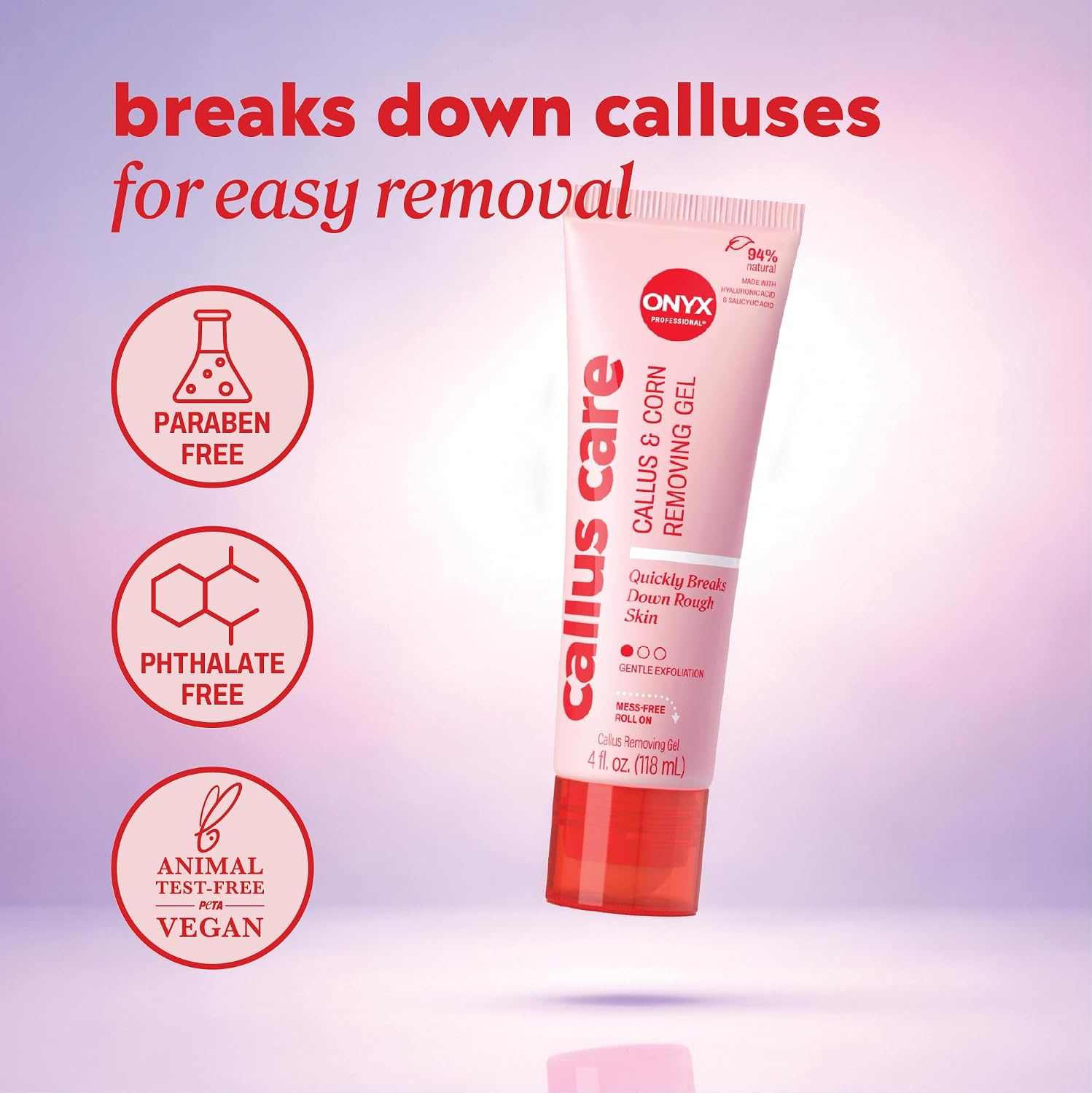 Callus and Corn Peeling Gel, 4 fl oz - Removes Unwanted Calluses in 3-5 Minutes, Hydrating and Softening Heel Callus