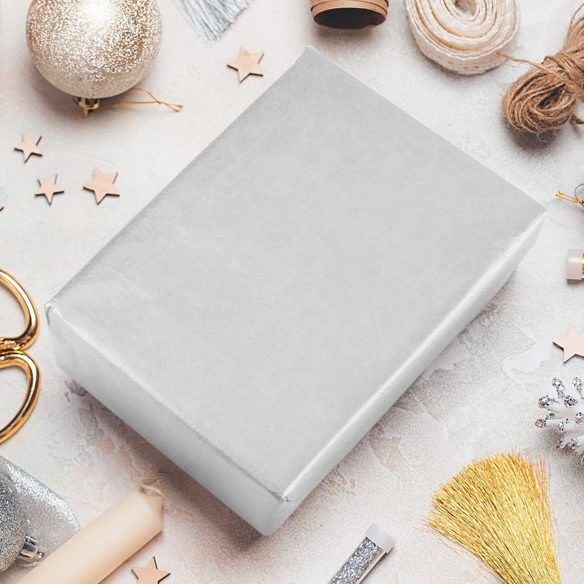 50 Sheets Silver Tissue Paper Bulk 20X14 Inch Metallic Gift Wrap Paper Gift Wrapping Accessory Wrap for Wedding