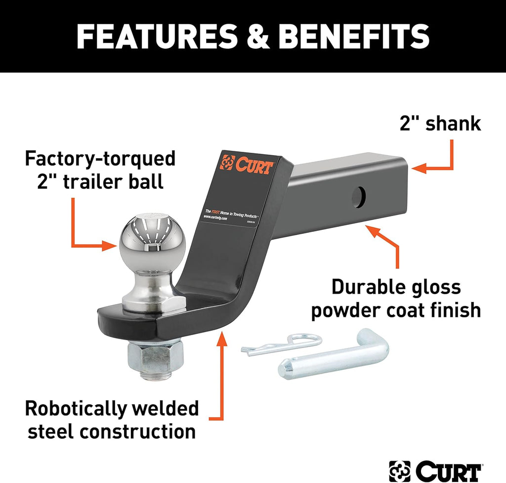 45056 Loaded Ball Mount, 2" Shank, 2" Ball, 4" Drop, 7,500 lb
