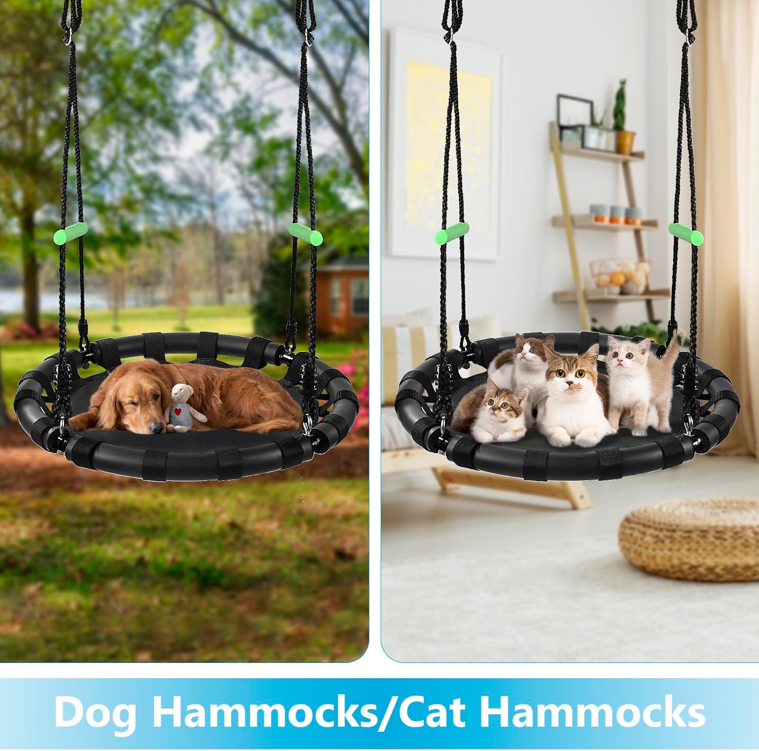Tree Swing with PP Mat - Durable, Safe, and Easy to Install,Black Outdoor Saucer Swing,Flying Saucer Web Circle Swing