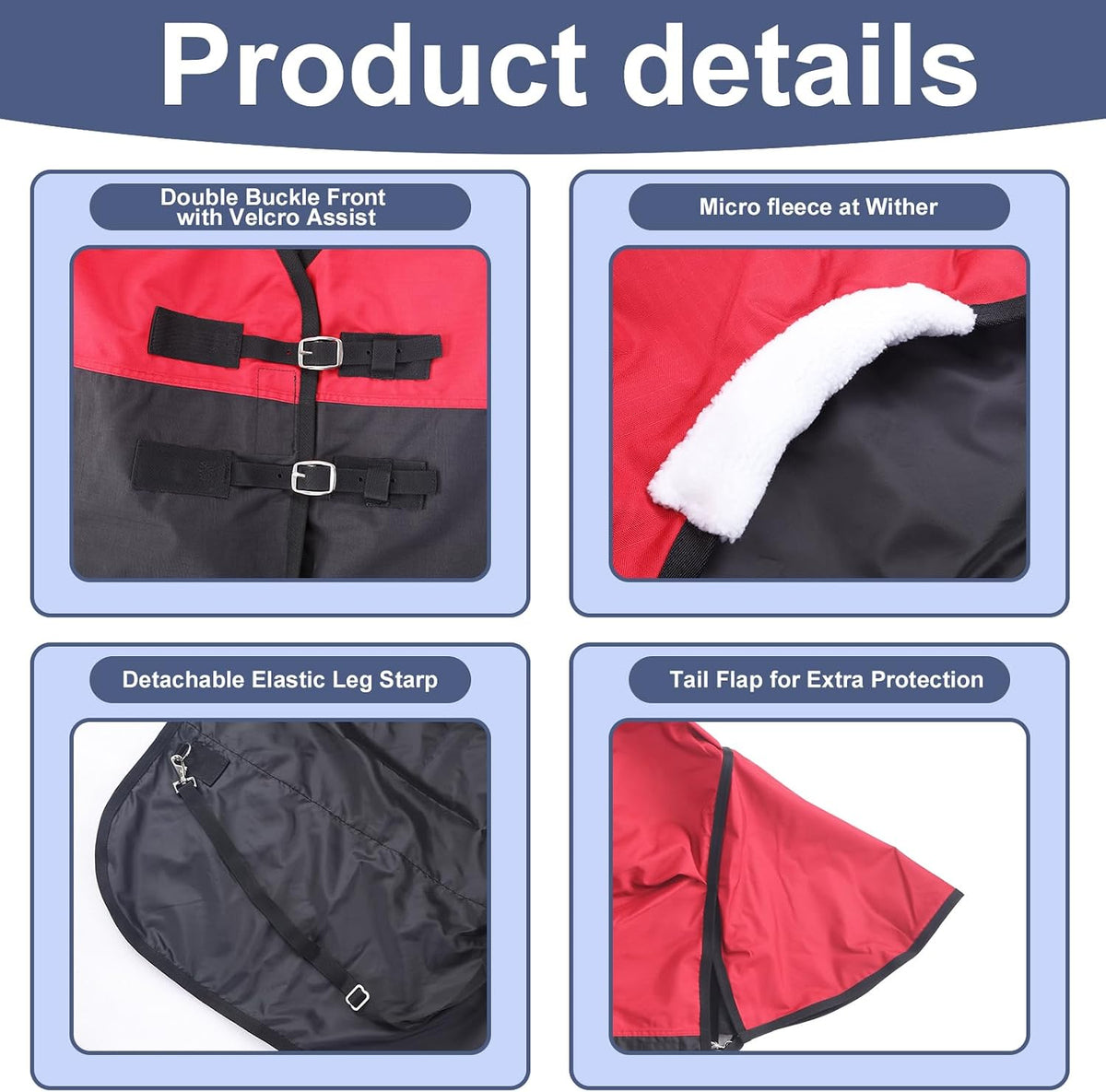 600D Horse Blanket, 0g No-Fill Waterproof Turnout Rain Sheet