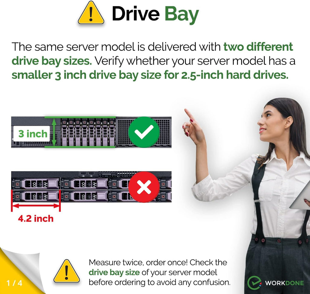 WORKDONE 2-Pack 2.5" SFF Caddy Tray - fits Dell PowerEdge 13-11th G. G176J