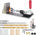 pocket hole jig Kit,Professional Woodworking Dowel Jig Kit,Upgraded All-Metal Pocket Screw Jig for Carpentry Joinery