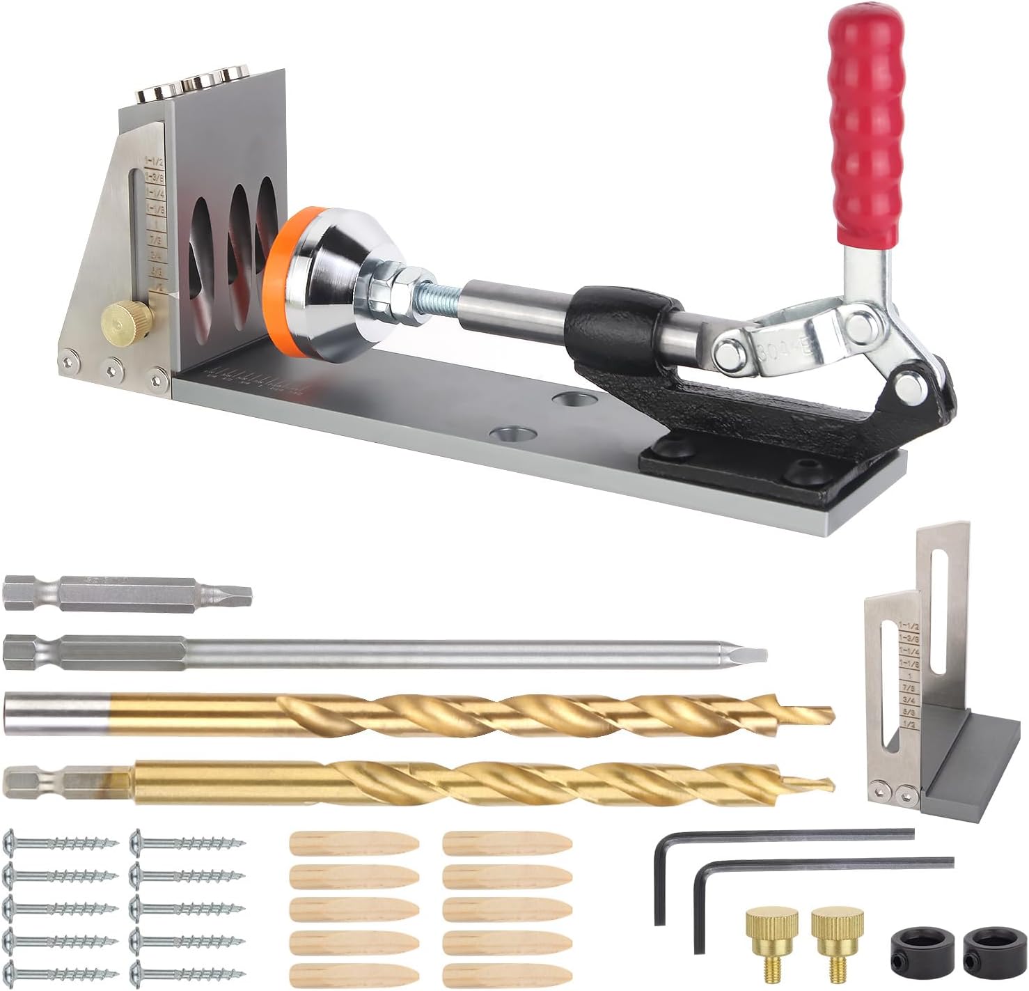 pocket hole jig Kit,Professional Woodworking Dowel Jig Kit,Upgraded All-Metal Pocket Screw Jig for Carpentry Joinery