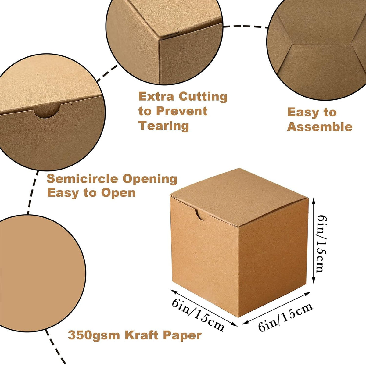 10Pcs Kraft Gift Boxes |6x6x6 Inches Square Boxes with Lids | Medium Gift Boxes Suitable for Party, Wedding
