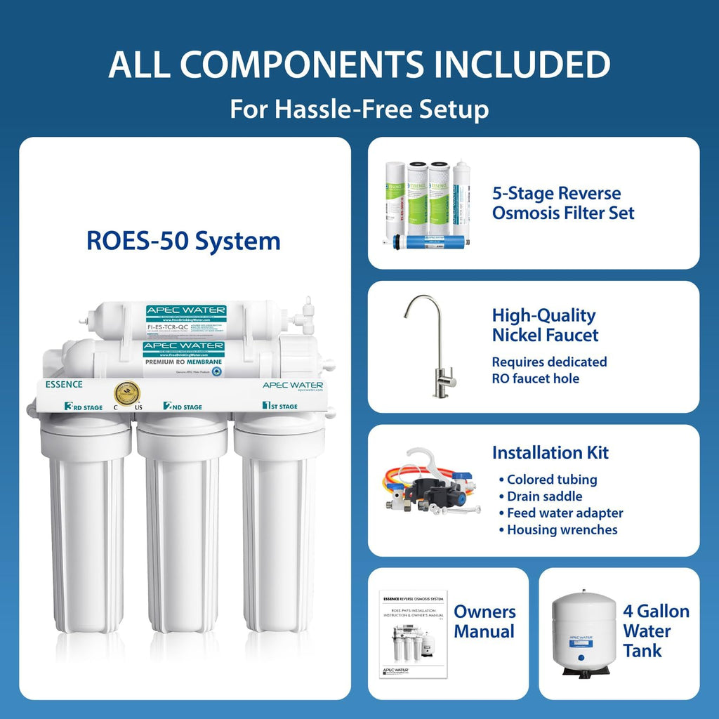ROES-50, 5-Stage Under Sink Reverse Osmosis System, 50 GPD