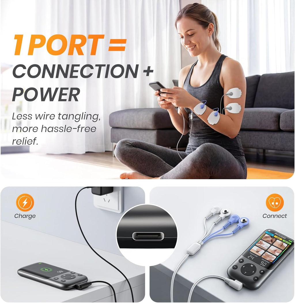 Color Screen 24 Modes TENS Unit Muscle Stimulator for Pain Relief