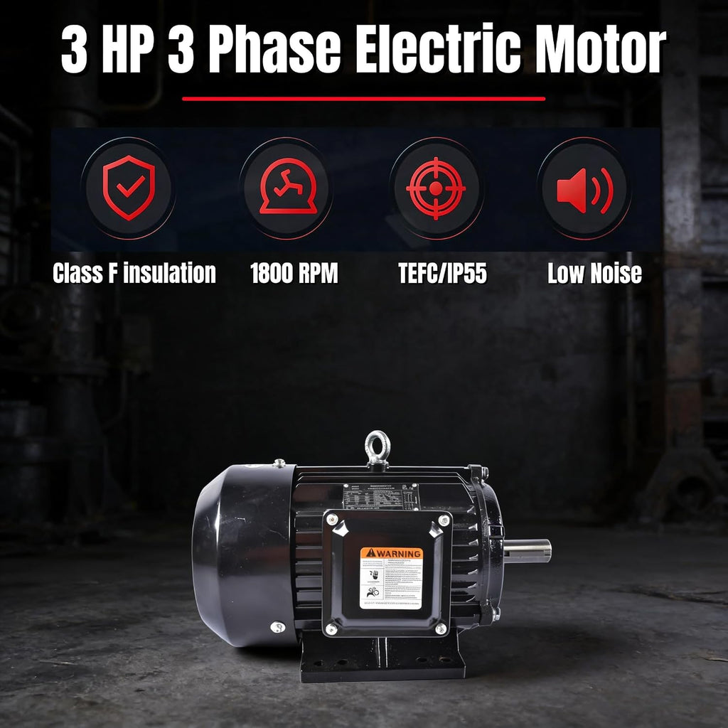 3 HP 3 Phase Electric Motor, 1800 RPM, 182T Frame, 230/460V