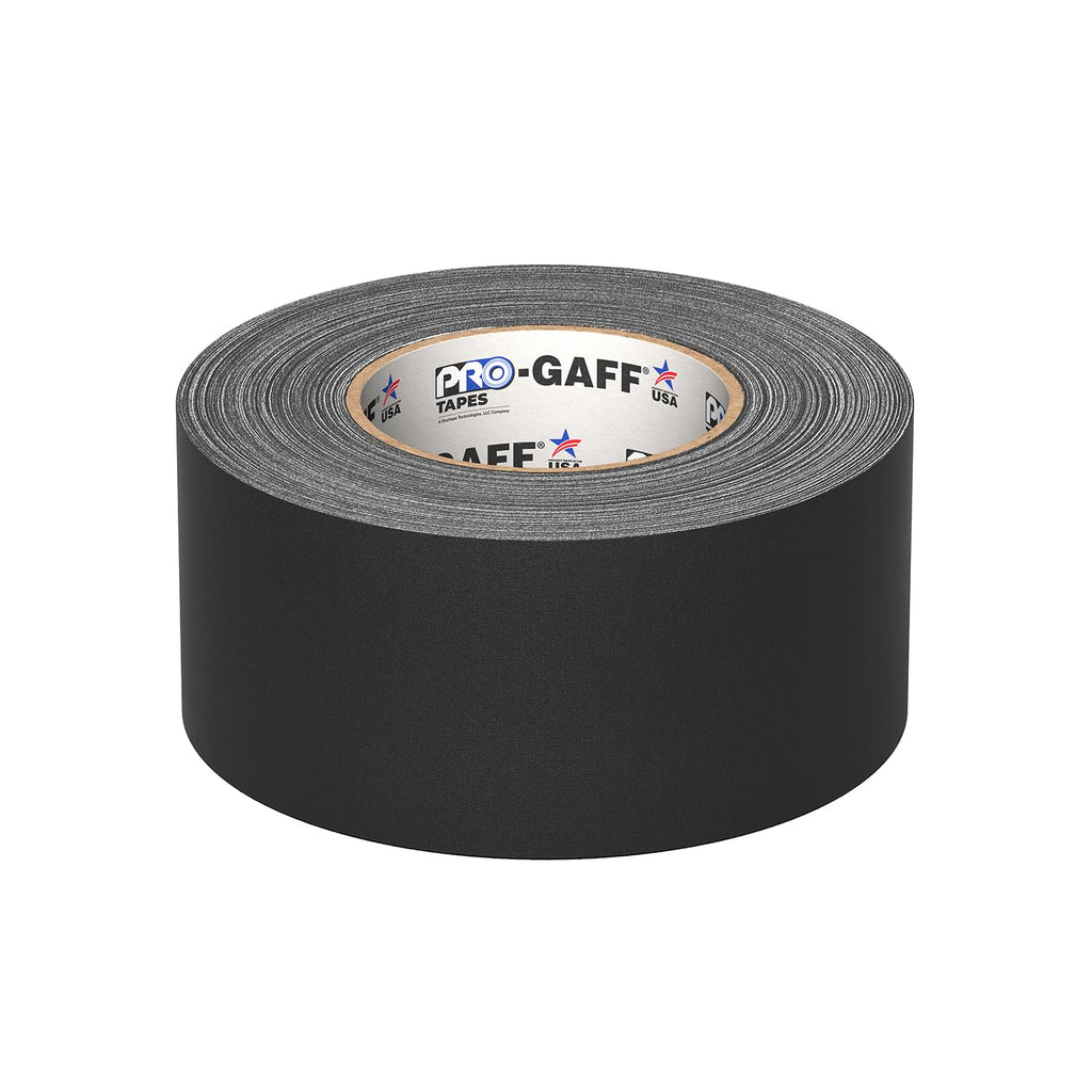 Tapes Pro Gaff Premium Matte Cloth Gaffer's Tape with Rubber Adhesive, 11 mils Thick, 55 yds Length, 3" Width, Black
