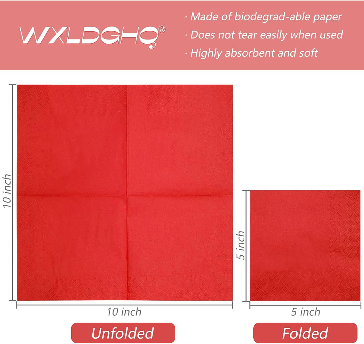 300 Count Red Cocktail Beverage Paper Napkins 2-Ply