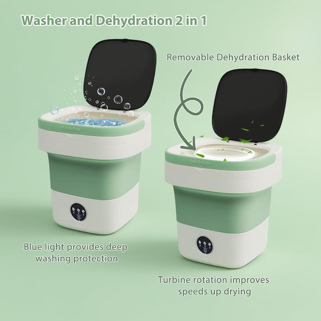 20L Portable Washing Machine with Spin Dryer, Foldable Mini Washer, 3 Wash Modes for Baby Clothes, Underwear and