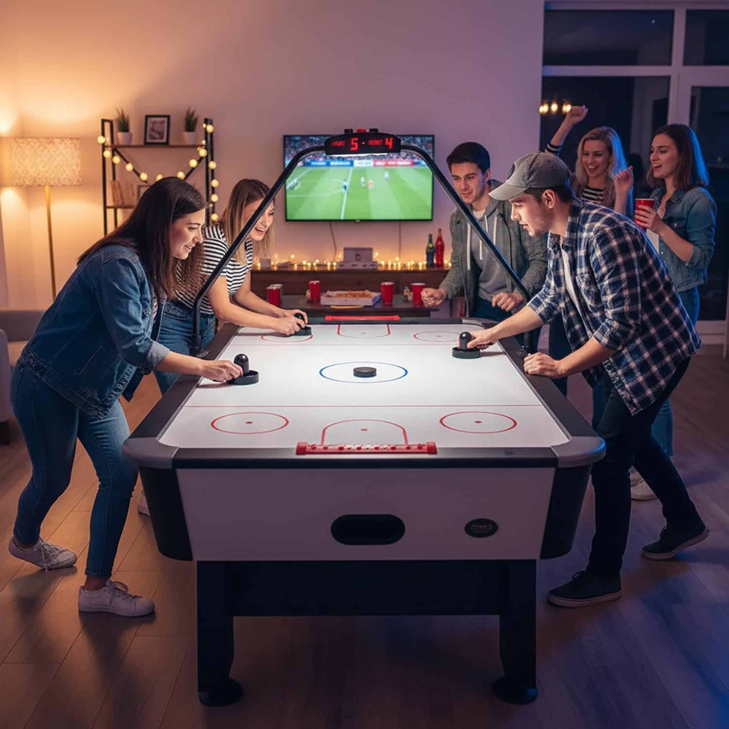 10-piece Set Mini Air Hockey Pushers and Pucks, Strikers Goal Handles Pushers Paddles Air Hockey Table Replacement