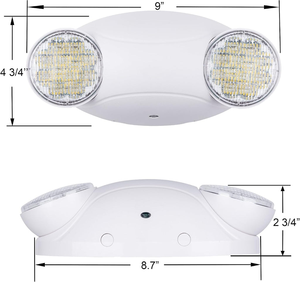 LIT-PaTH LED Emergency Light for Business, Battery Backup, 2 Pack