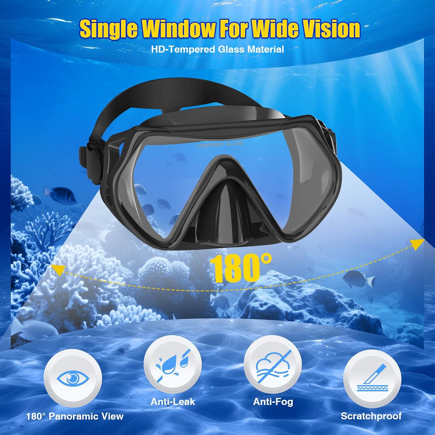 Dry Snorkel Set,Panoramic Wide View Anti-Fog Scuba Diving Mask,Professional Snorkeling Gear for Adults