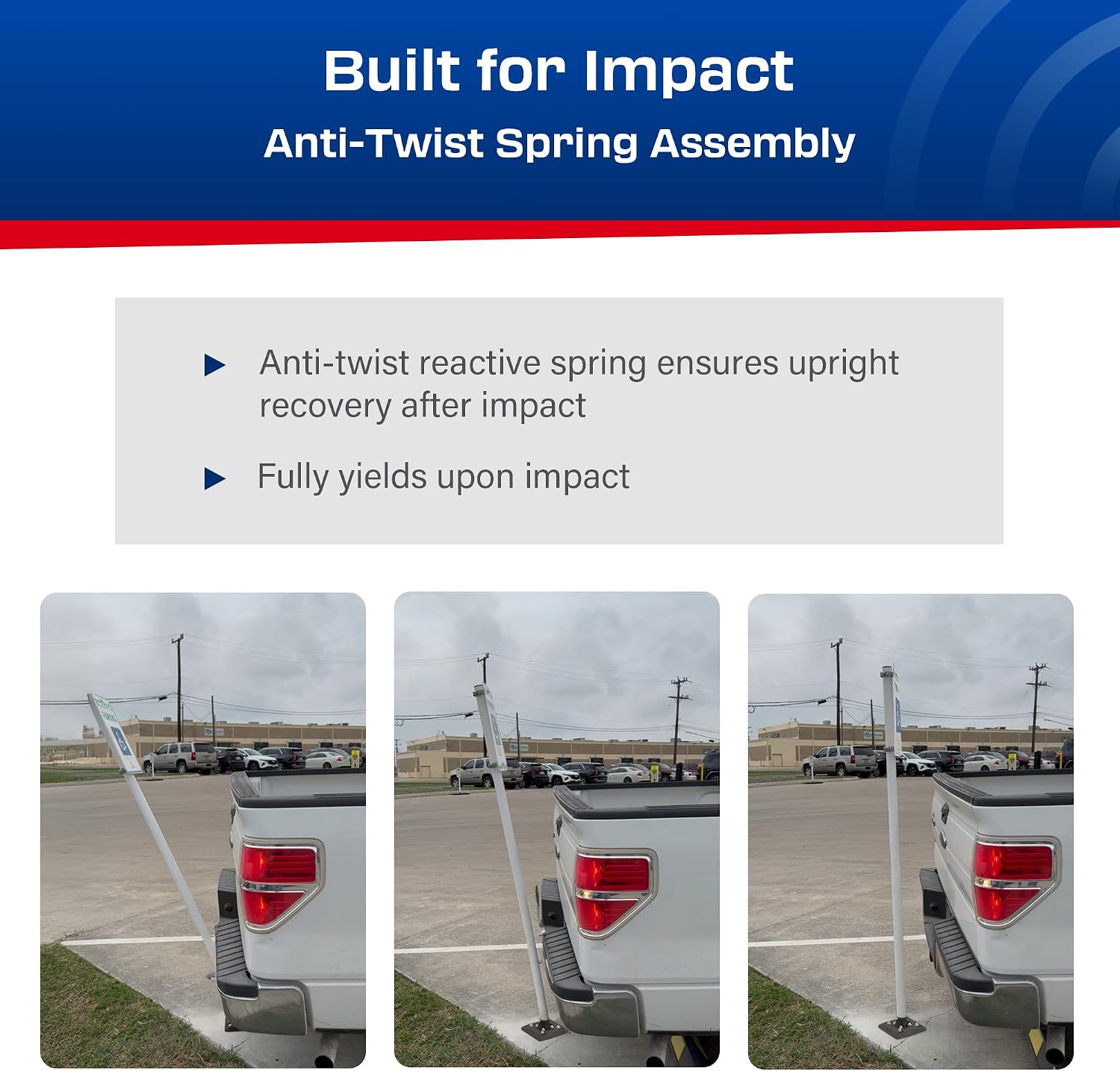 Impact Recovery - Sta-Rite Flexible Sign Post - Sign Holder - Handicap Parking Signs - Made in the USA - 78” Reserved