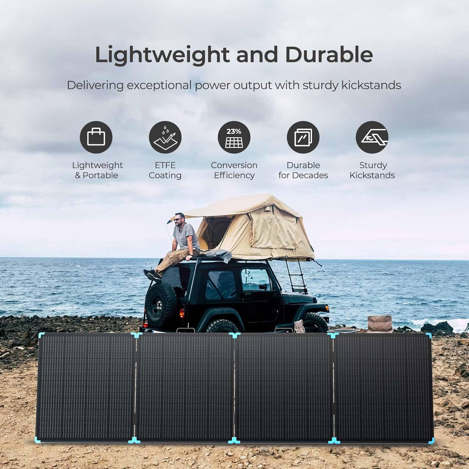 400W Portable Solar Panel, Premium Materials for Decades of Use | Foldable Suitcase for Power Stations, Plug and Play