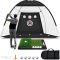 Golf Net: 10 x 7FT Practice Net with Mat for Chipping, Swing, Driving Practice, Nets for Backyard, Indoor & Outdoor