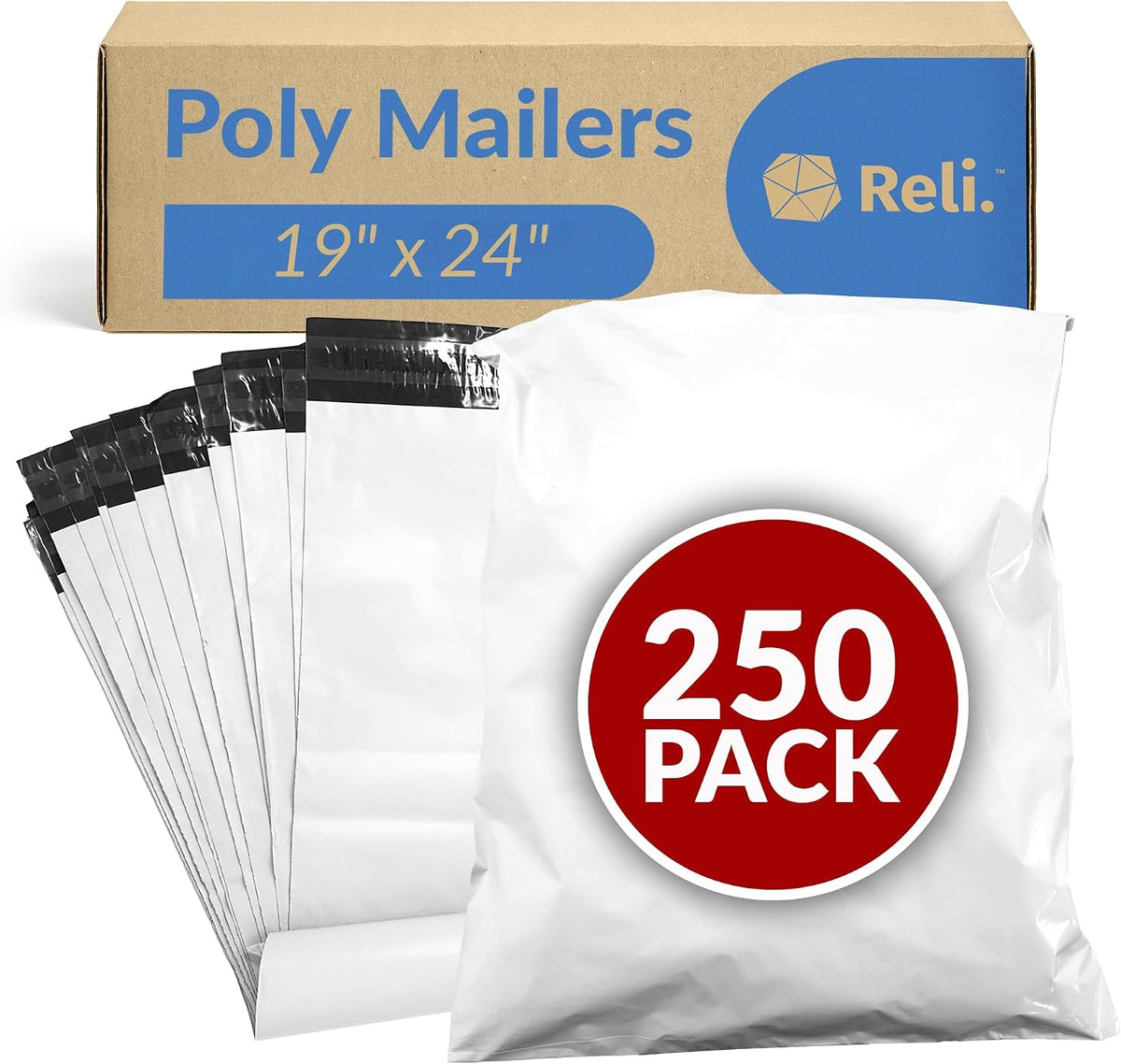 Poly Mailers 19x24 | 250 Pcs Bulk | Large Poly Mailers