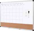 24" x 36" Monthly Whiteboard Calendar with Cork Board, Dry Erase Magnetic Whiteboard for Daily Planning, Wall