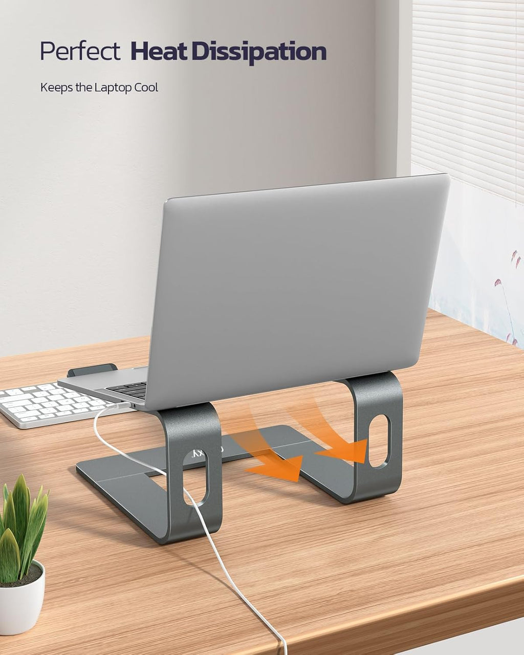 All-Aluminum Laptop Stand for Desk, Ergonomic Detachable Ventilated Cooling Computer Riser, Anti-Slip Design Notebook