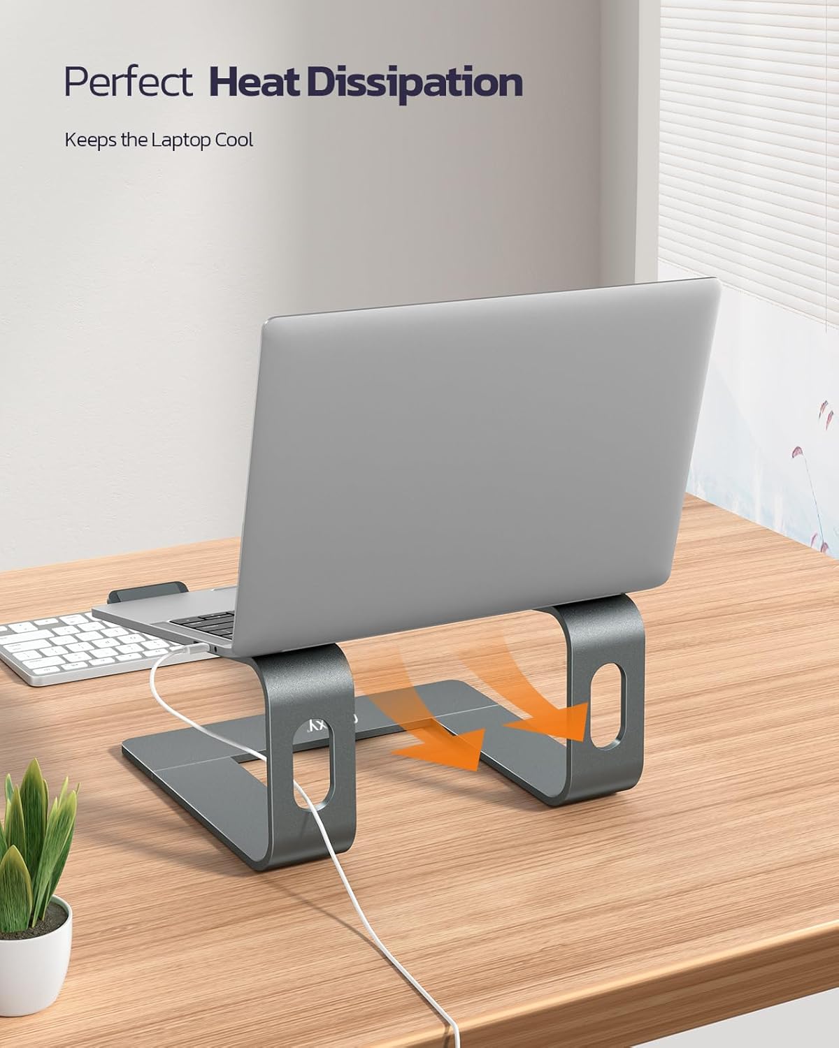 All-Aluminum Laptop Stand for Desk, Ergonomic Detachable Ventilated Cooling Computer Riser, Anti-Slip Design Notebook